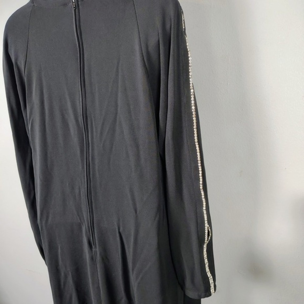 Onyx Nite Wendye Chaitin Black Rhinestone Pearl Sleeve Shift Dress 16 USA‎ dark - Picture 9 of 10